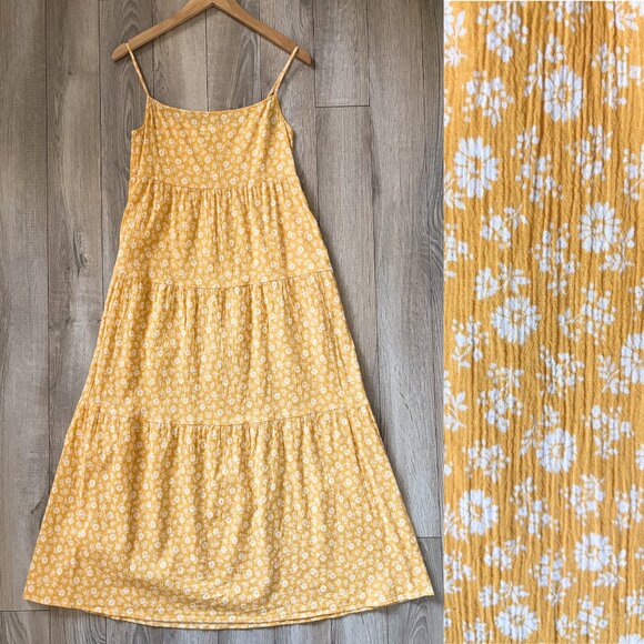 Reformation Dresses & Skirts - Reformation Organic Cotton Tiered Ditsy Floral Yellow Sundress Womens Small Boho